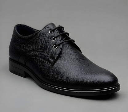 Men's Synthetic Leather Solid Lace-Up Formal Shoes (Black)