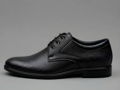 Men's Synthetic Leather Solid Lace-Up Formal Shoes (Black)