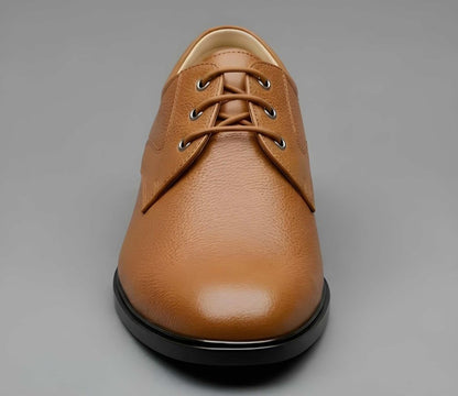 Men's Synthetic Leather Solid Lace-Up Formal Shoes (Tan)