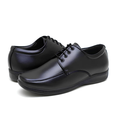 Men's Synthetic Leather Solid Lace-Up Formal Shoes (Black)