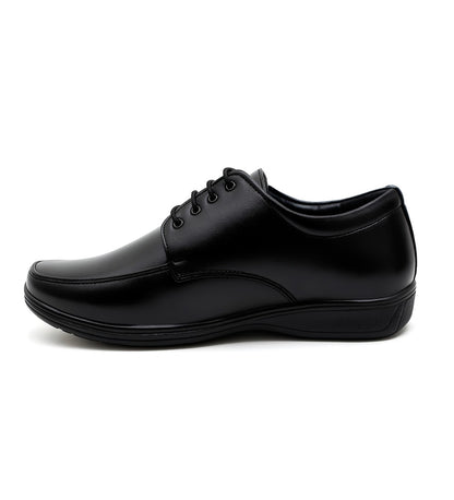 Men's Synthetic Leather Solid Lace-Up Formal Shoes (Black)