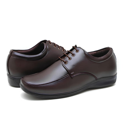 Men's Synthetic Leather Solid Lace-Up Formal Shoes (Brown)