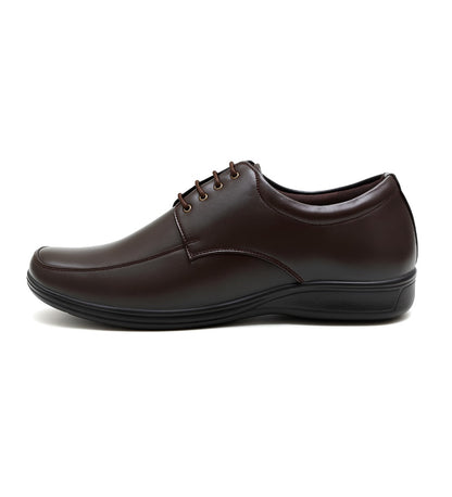 Men's Synthetic Leather Solid Lace-Up Formal Shoes (Brown)