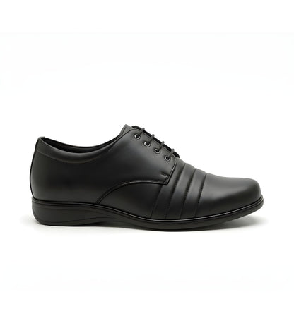 Men's Synthetic Leather Solid Lace-Up Formal Shoes (Black)