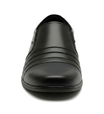 Men's Synthetic Leather Solid Slip-On Formal Shoes (Black)