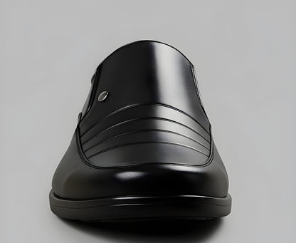 Men's Synthetic Leather Solid Slip-On Formal Shoes (Black)