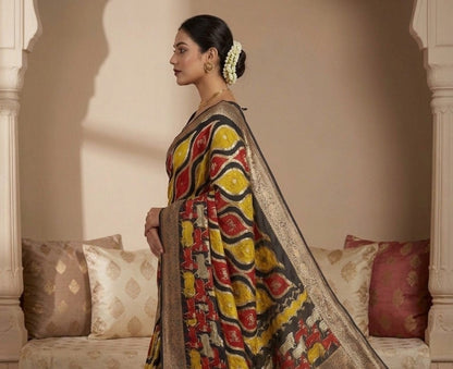 Generic Women's Art Silk Kalamkari Printed Saree With Unstitched Blouse - 5.5 Mtr (Multicolor)