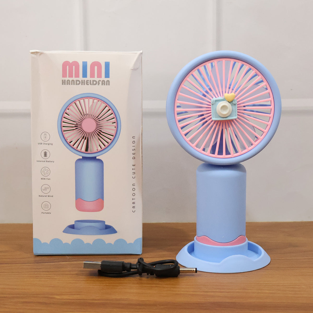 Dual-use Rechargeable Mini Handheld  Table Fan (1 Pc)