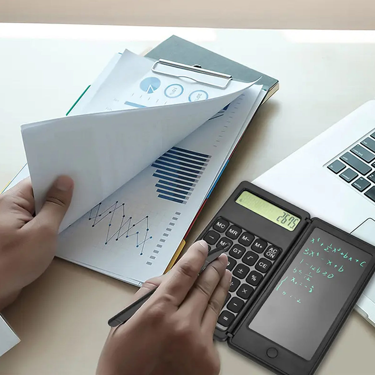 6739 Foldable Calculator With 6 Inch Lcd Tablet Digital Drawing Pad Stylus Pen Erase Button Lock Function Smart Calculator