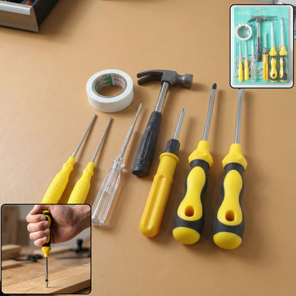 8 In 1 Hand Tool Kit Set Screwdriver Hammer Repair Tool Kit (1 Set  Mix Color Tap)