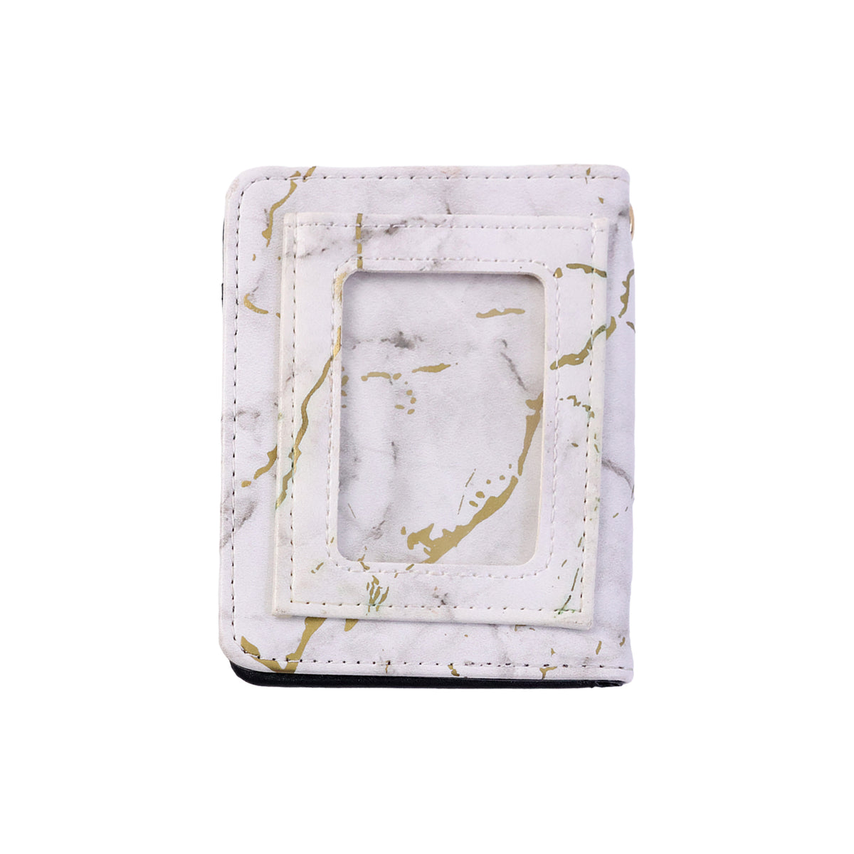Compact Marble Finish Snap Button Card Holder Wallet (1 Pc)