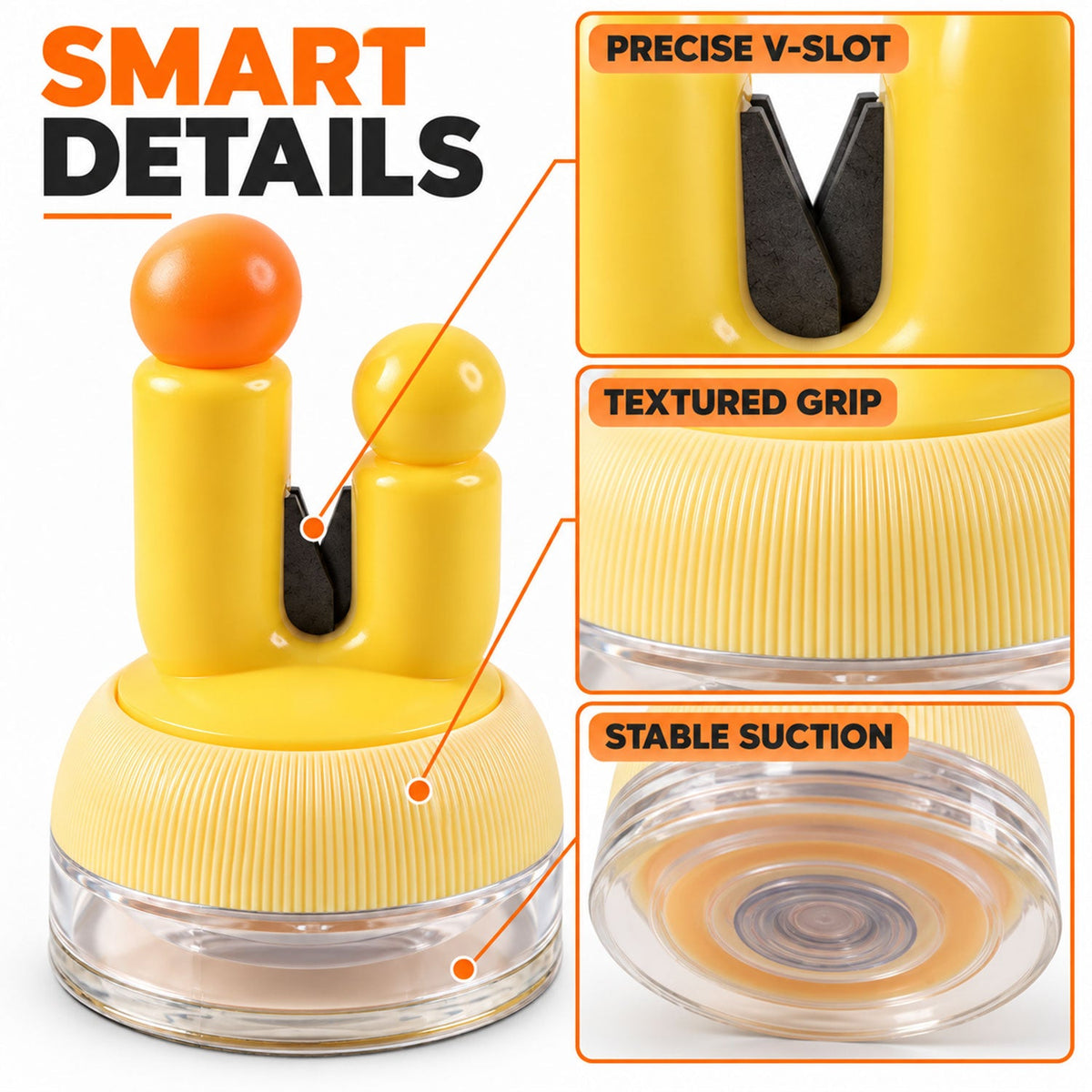 Suction Cup Manual Knife Sharpener With V Shaped Slot For Kitchen Use (1 Pc)