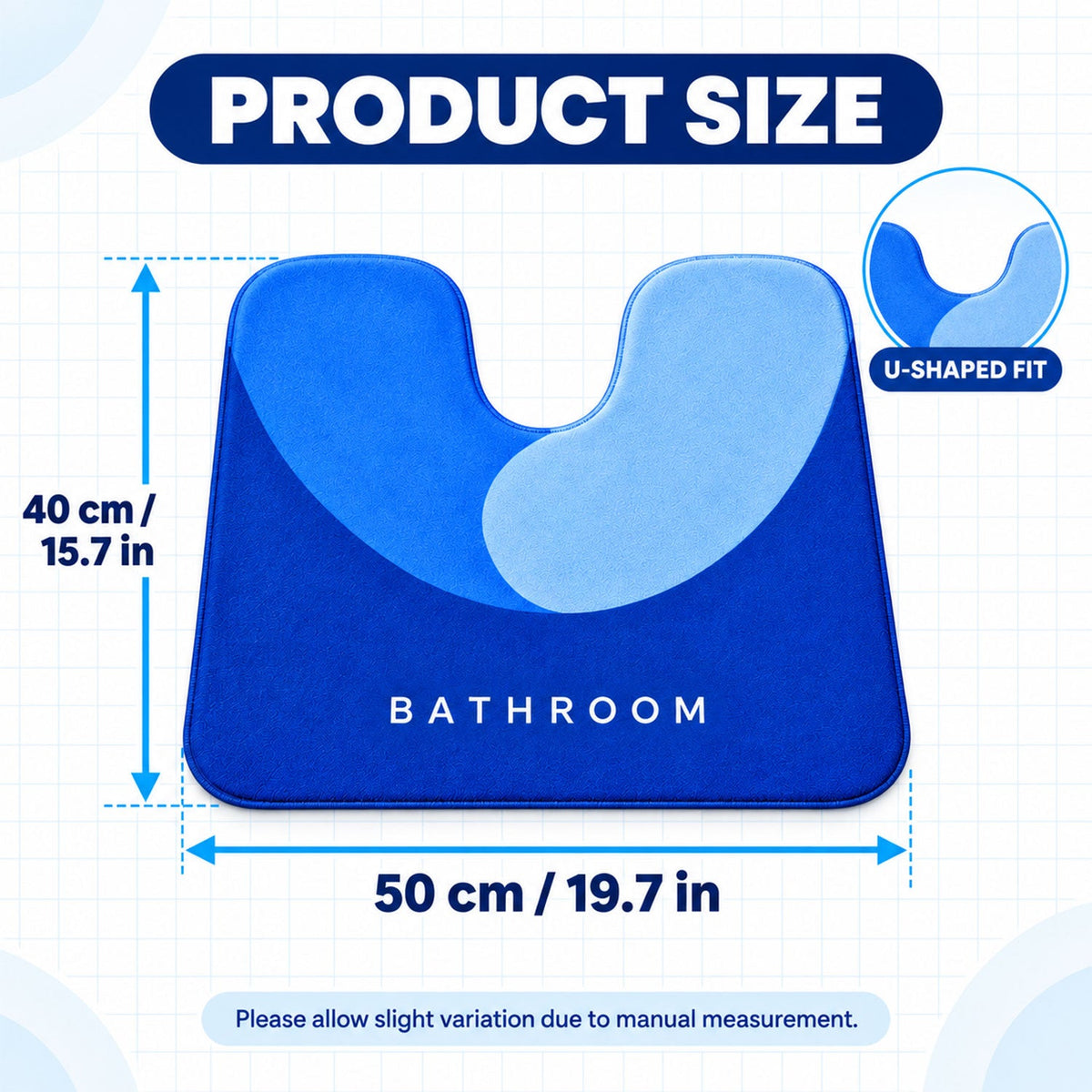 U Shape Toilet Contour Mat Anti-skid Absorbent Commode Rug (1 Pc 40x50 Cm)