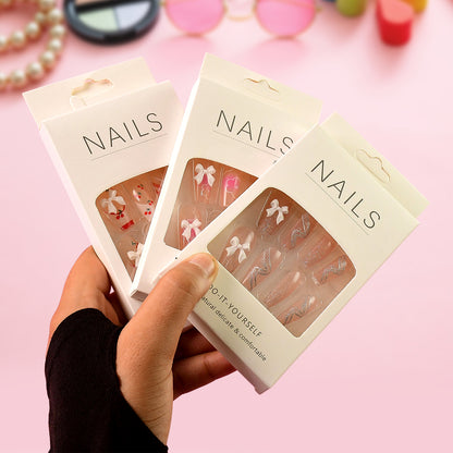 Reusable Press-on Artificial Nails With Adhesive Stickers (12 Pc)