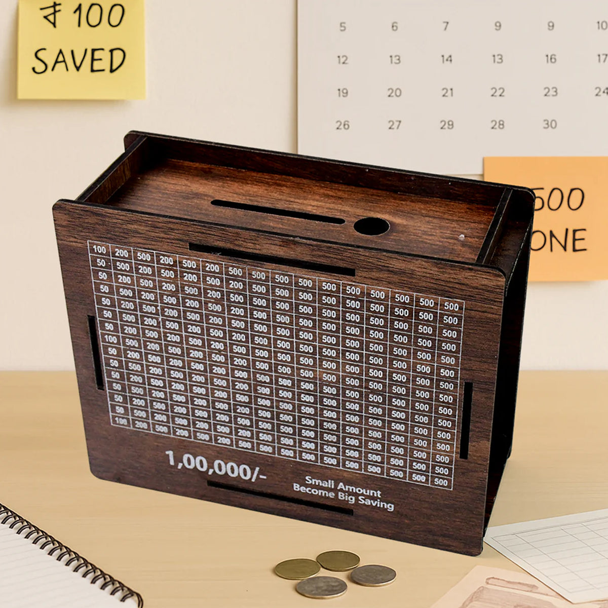 Big Wooden Savings Challenge Money Bank  Piggy Bank - (1 Pc)