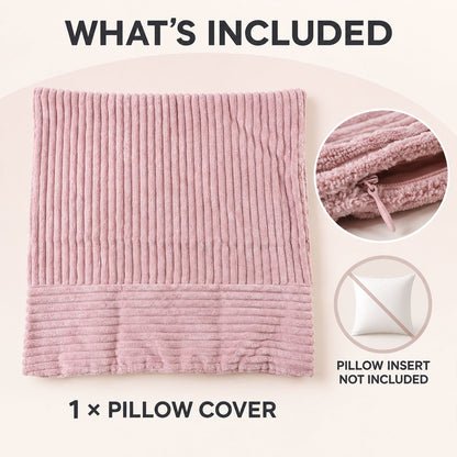 Soft Plush Corduroy Pillow Cover With Hidden Zipper (1 Pc 45 X 43 Cm)