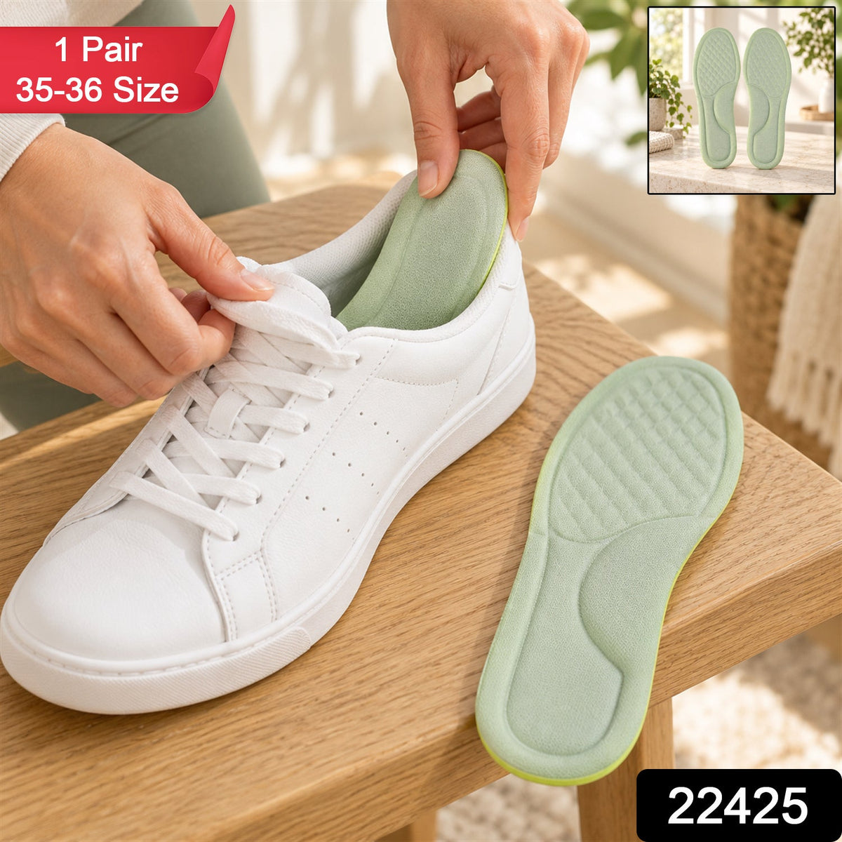 Soft Foam Shoe Insoles With Textured Surface For Daily Wear (1 Pair Size 35-36)