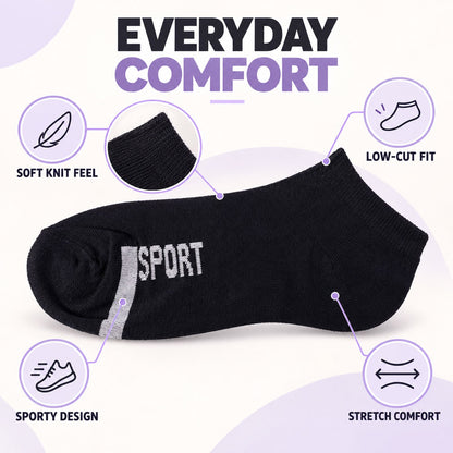 Sport Print Ankle Socks Soft Stretchable Low Cut Gym And Running Socks (1 Pair)