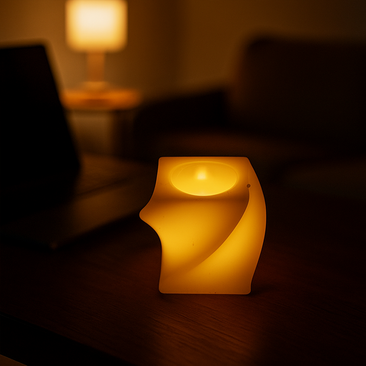 Set Of 6 Led Flameless Decorative Candles  Square Shape Tealight Lamps