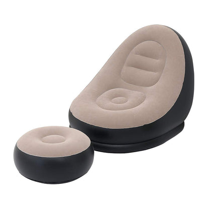 Inflatable Sofa Lounge Chair Ottoman Blow Up Chaise Lounge Air Sofa Indoor Flocking Leisure Couch For Home Office Rest Inflated Recliners Portable Deck Chair For Outdoor Travel Camping Picnic.