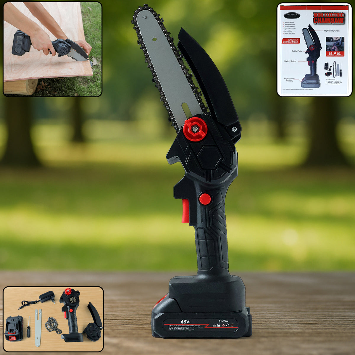 Cordless Mini Electric Chainsaw With Rechargeable Battery (1 Set)