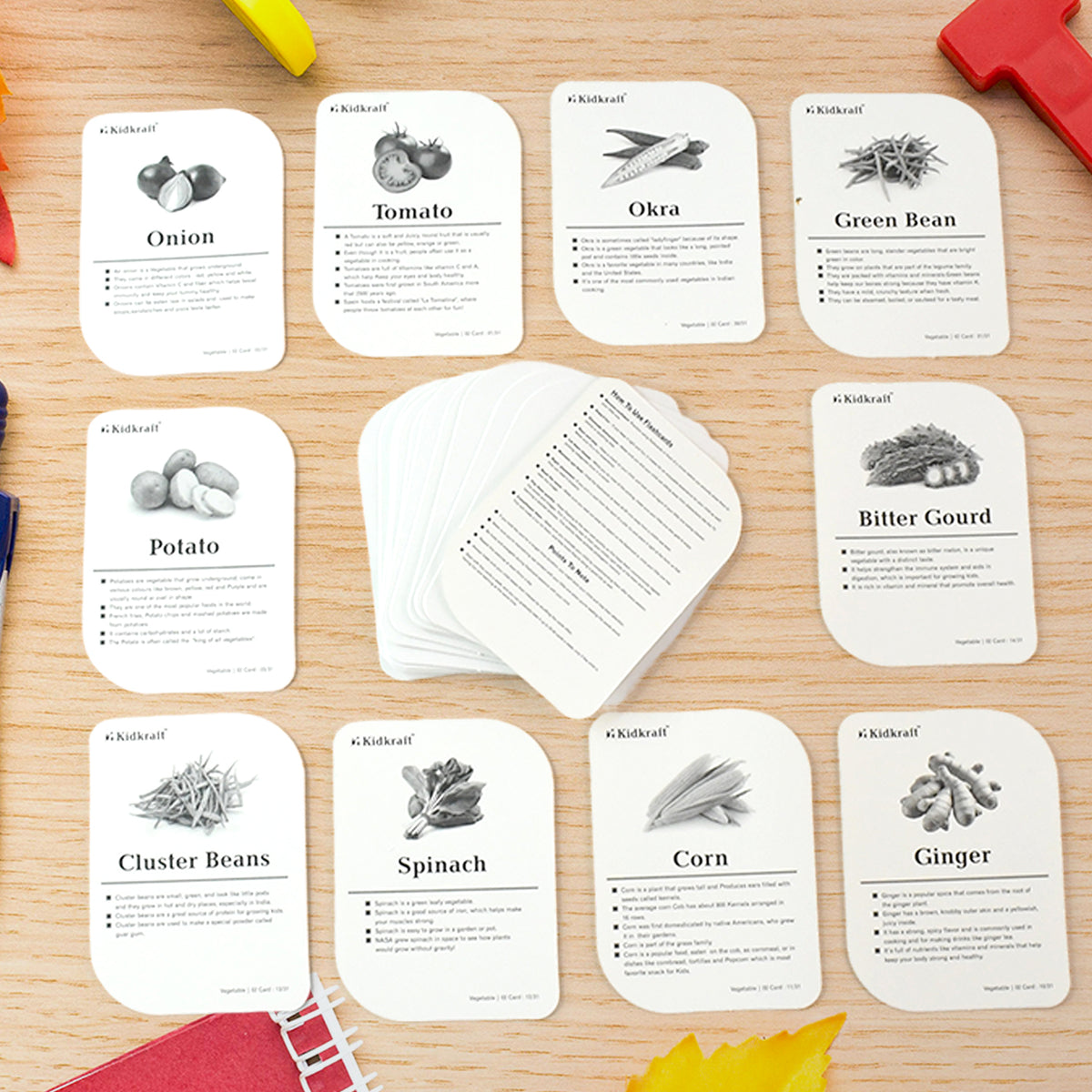 Kidkraft 32-piece Educational Vegetable Flash Cards Set