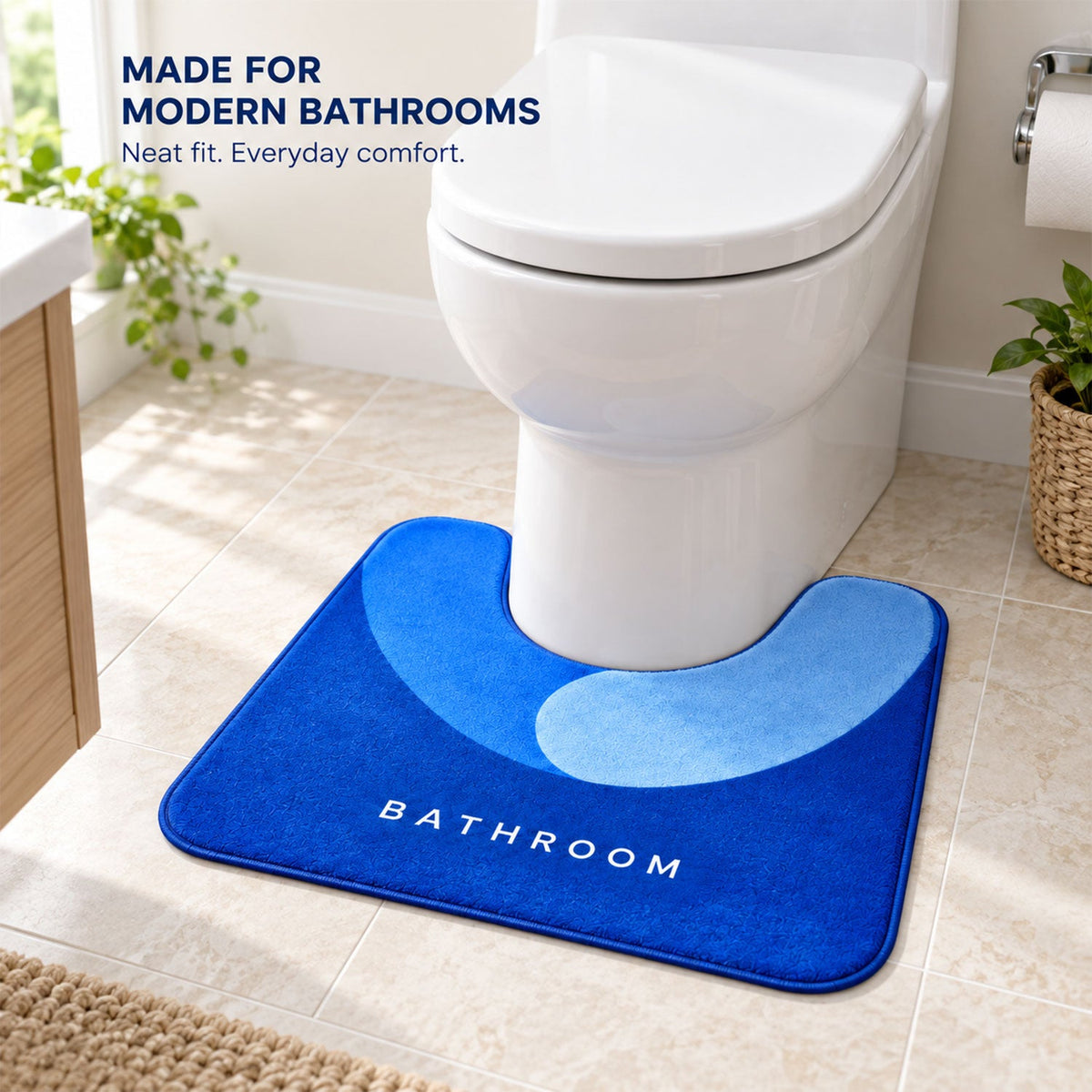 U Shape Toilet Contour Mat Anti-skid Absorbent Commode Rug (1 Pc 40x50 Cm)