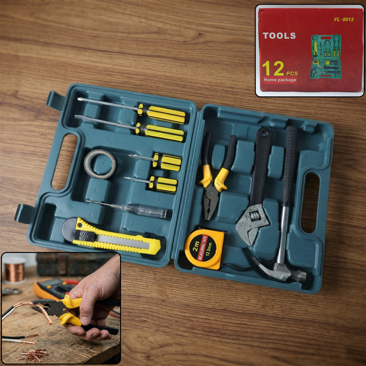 Premium Home Tool Kit Set With Carry Case (12 Pc Set)