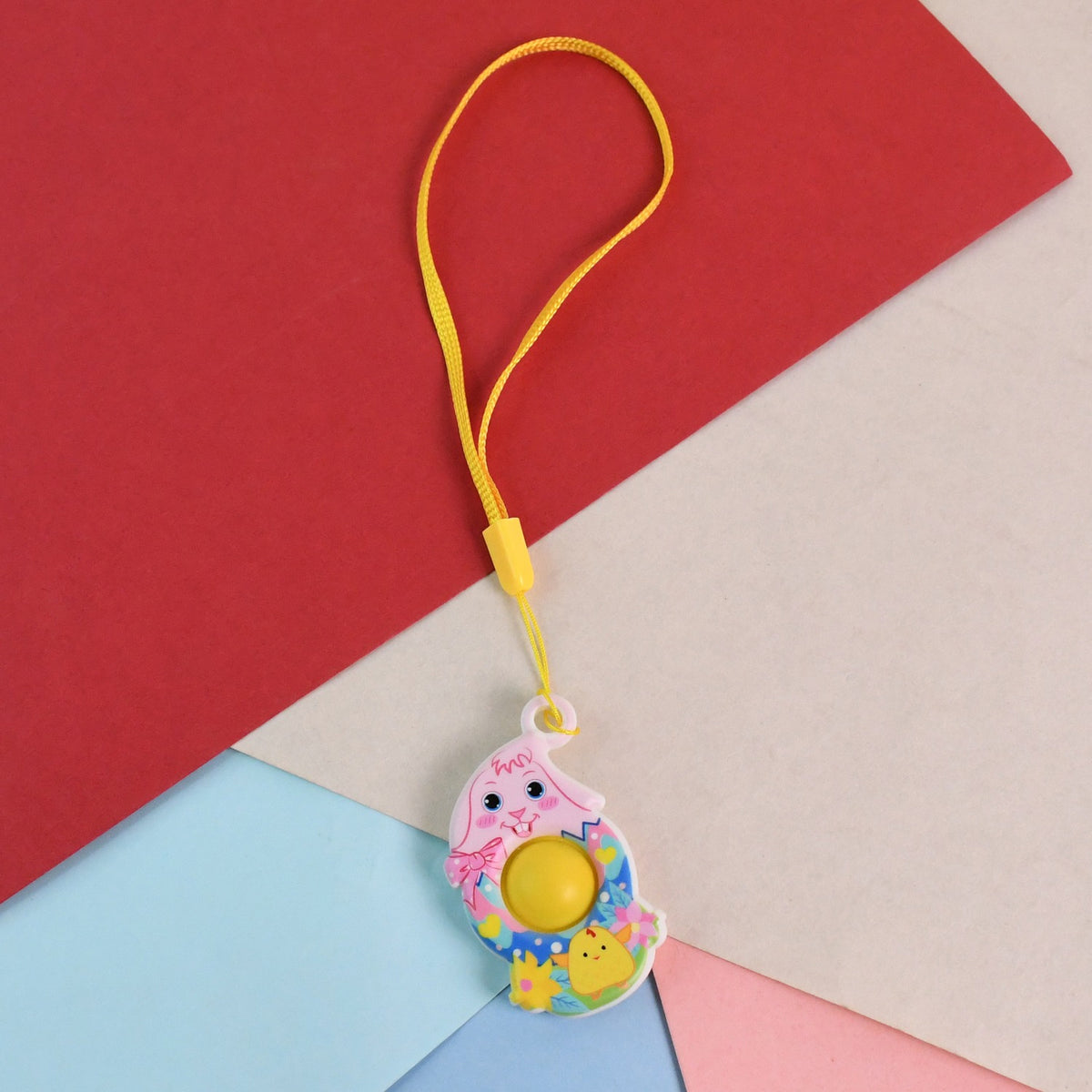 Mini Cartoon Chick-shaped Push Pop Fidget Toy With Hanging Strap (1 Pc)