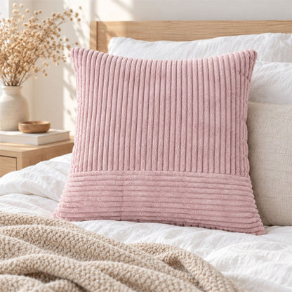 Soft Plush Corduroy Pillow Cover With Hidden Zipper (1 Pc 45 X 43 Cm)