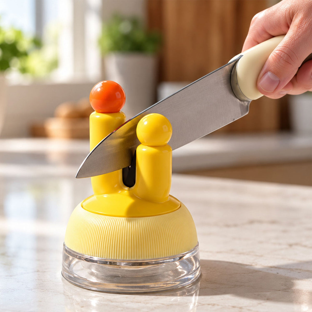 Suction Cup Manual Knife Sharpener With V Shaped Slot For Kitchen Use (1 Pc)