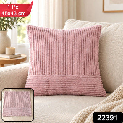 Soft Plush Corduroy Pillow Cover With Hidden Zipper (1 Pc 45 X 43 Cm)