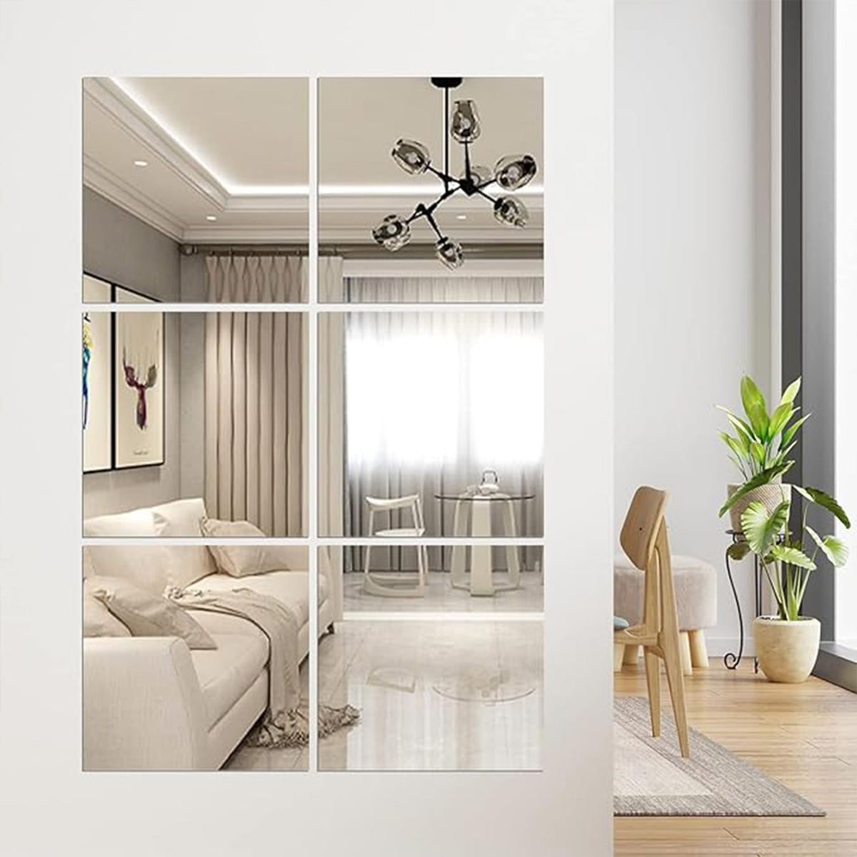 Flexible Acrylic Mirror Set (30x30 Cm  10 Pcs Set)