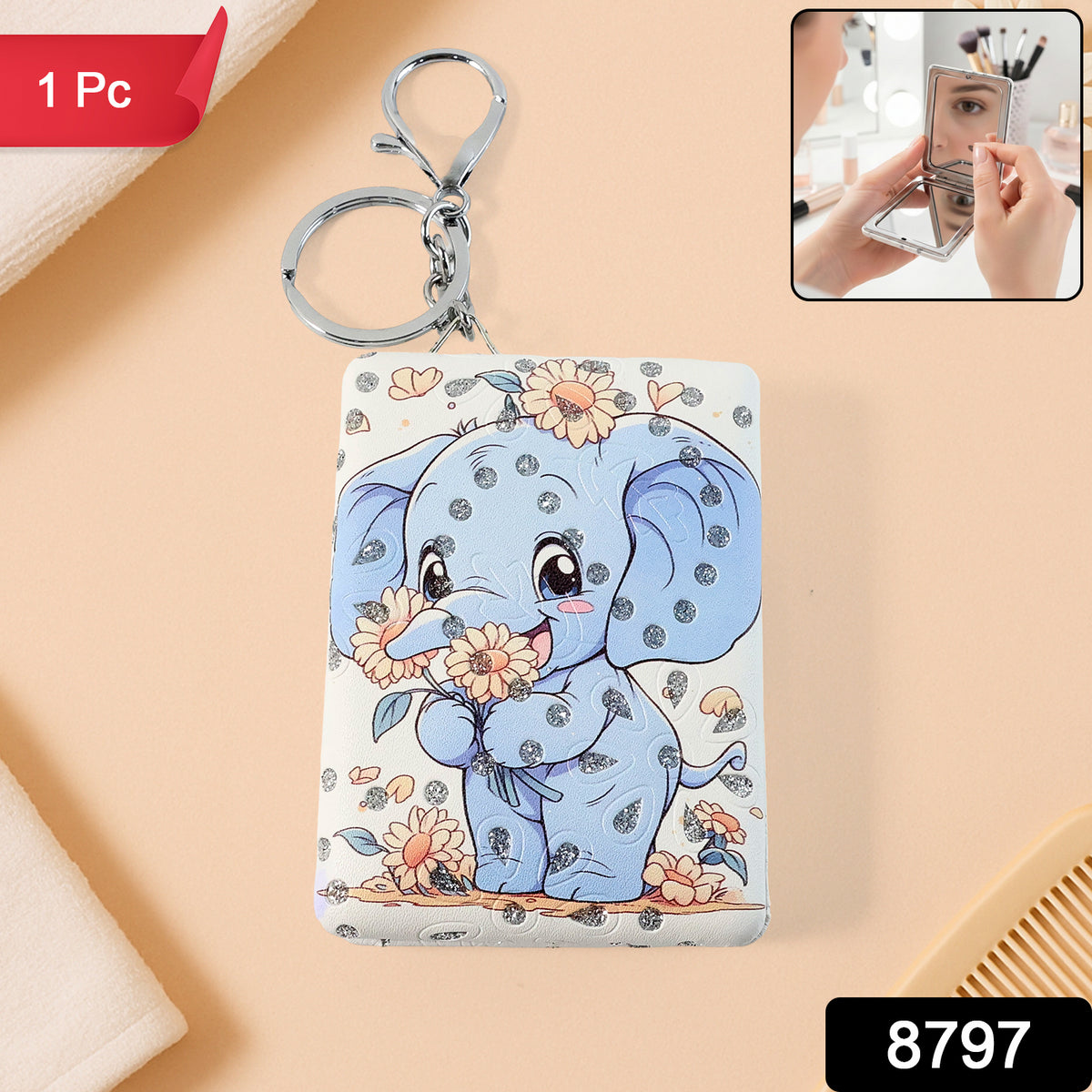Foldable Mirror Keychain  (1 Pc)
