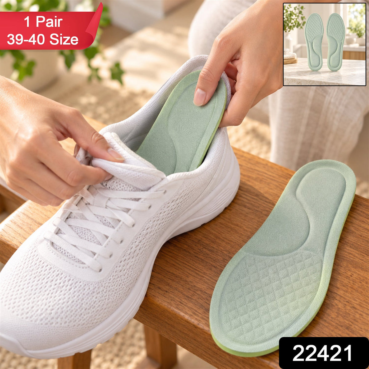 Soft Foam Shoe Insoles With Textured Surface For Daily Wear (1 Pair Size 39-40)