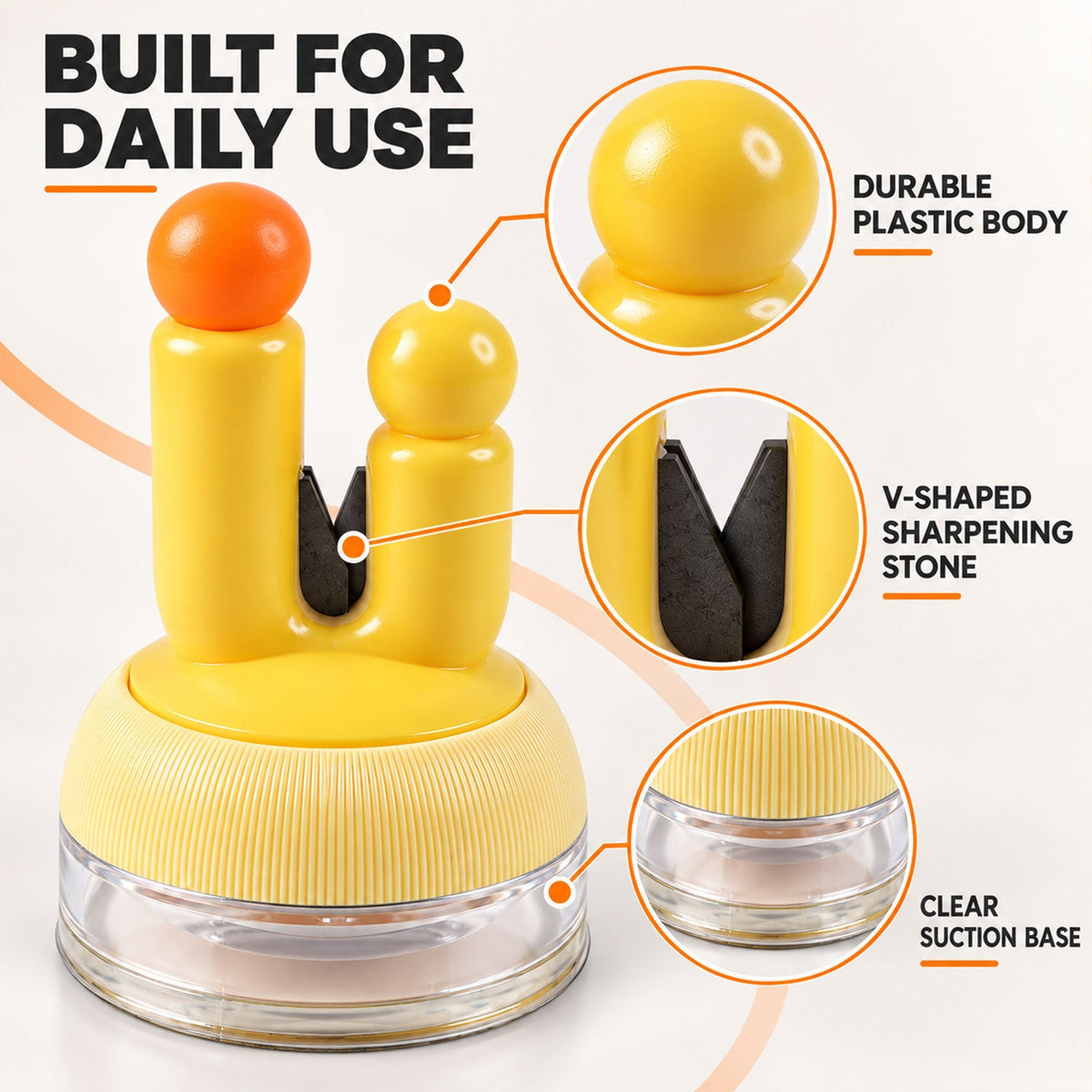 Suction Cup Manual Knife Sharpener With V Shaped Slot For Kitchen Use (1 Pc)