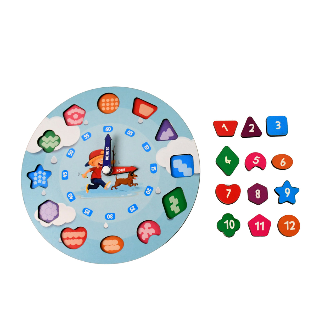 Aditi Wooden Educational Learning Clock Toy With Movable Hands