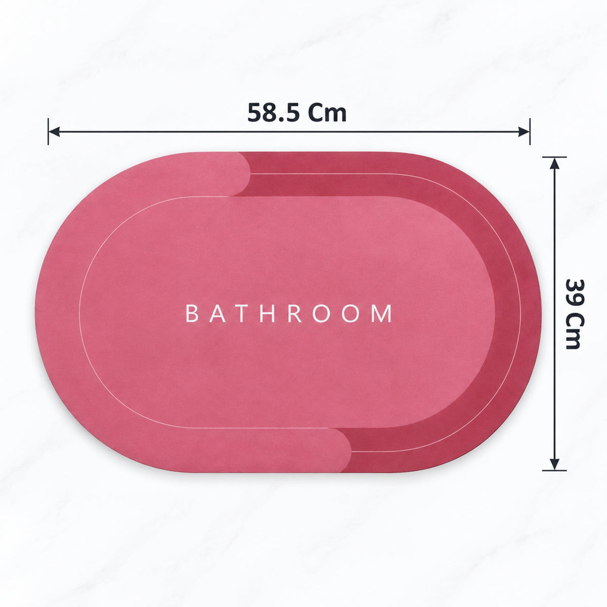 Two-tone Oval Bathroom Rug Water Absorbing Anti-skid Mat (1 Pc 58.5x39 Cm)