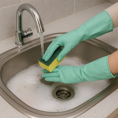 Long Cuff Multipurpose Rubber Cleaning Gloves (1 Pair Mix Color)