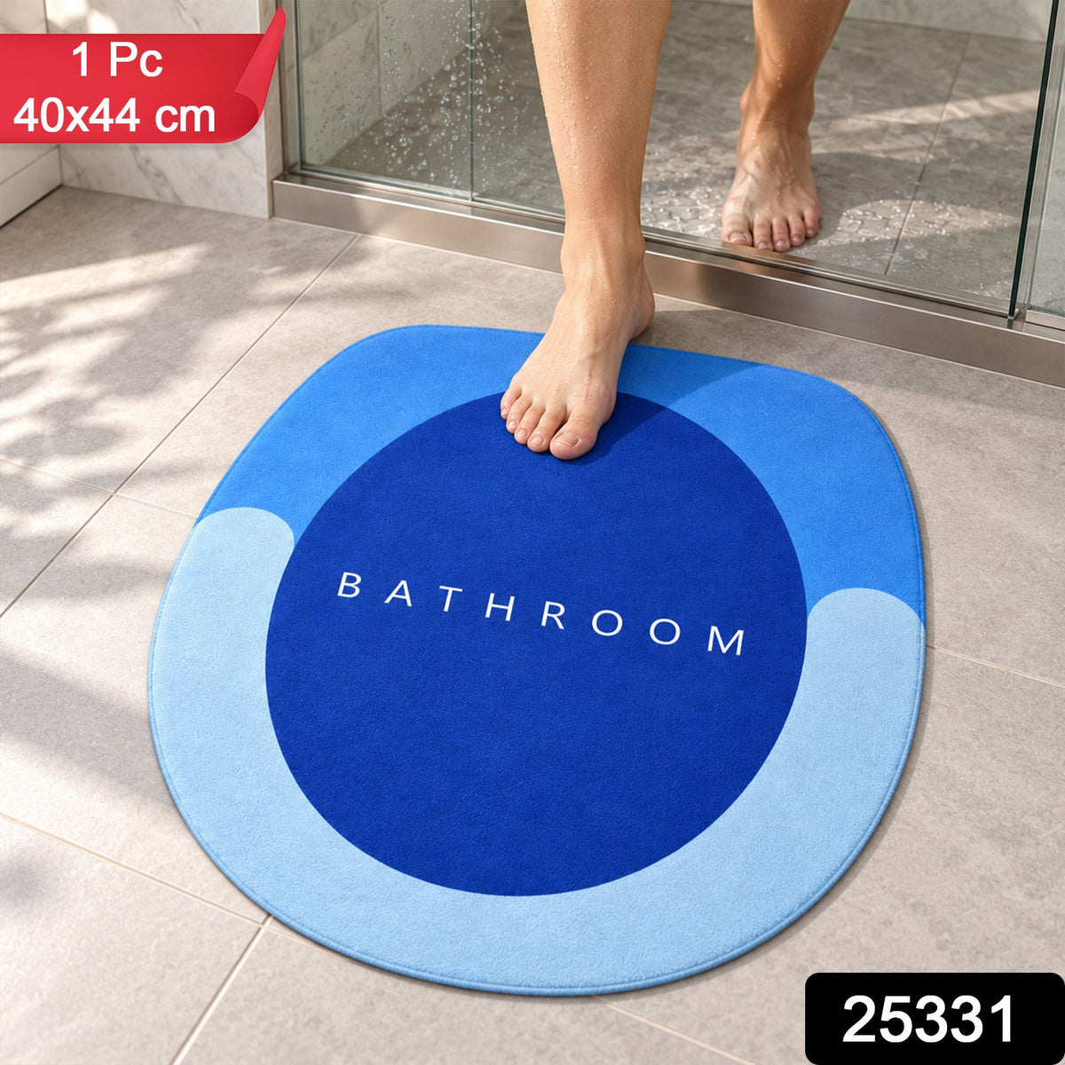 Rounded Circle Design Bath Rug Soft Anti-slip Shower Mat (1 Pc 40x44 Cm)