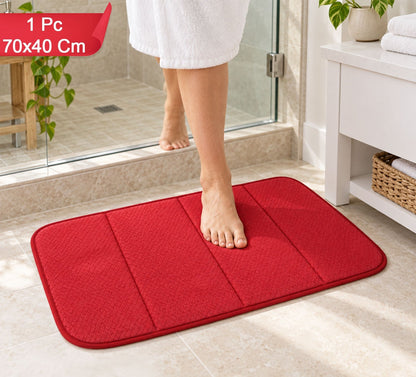 Padded Bathroom Floor Mat With Textured Top And Mesh Back (1 Pc 70x40 Cm)