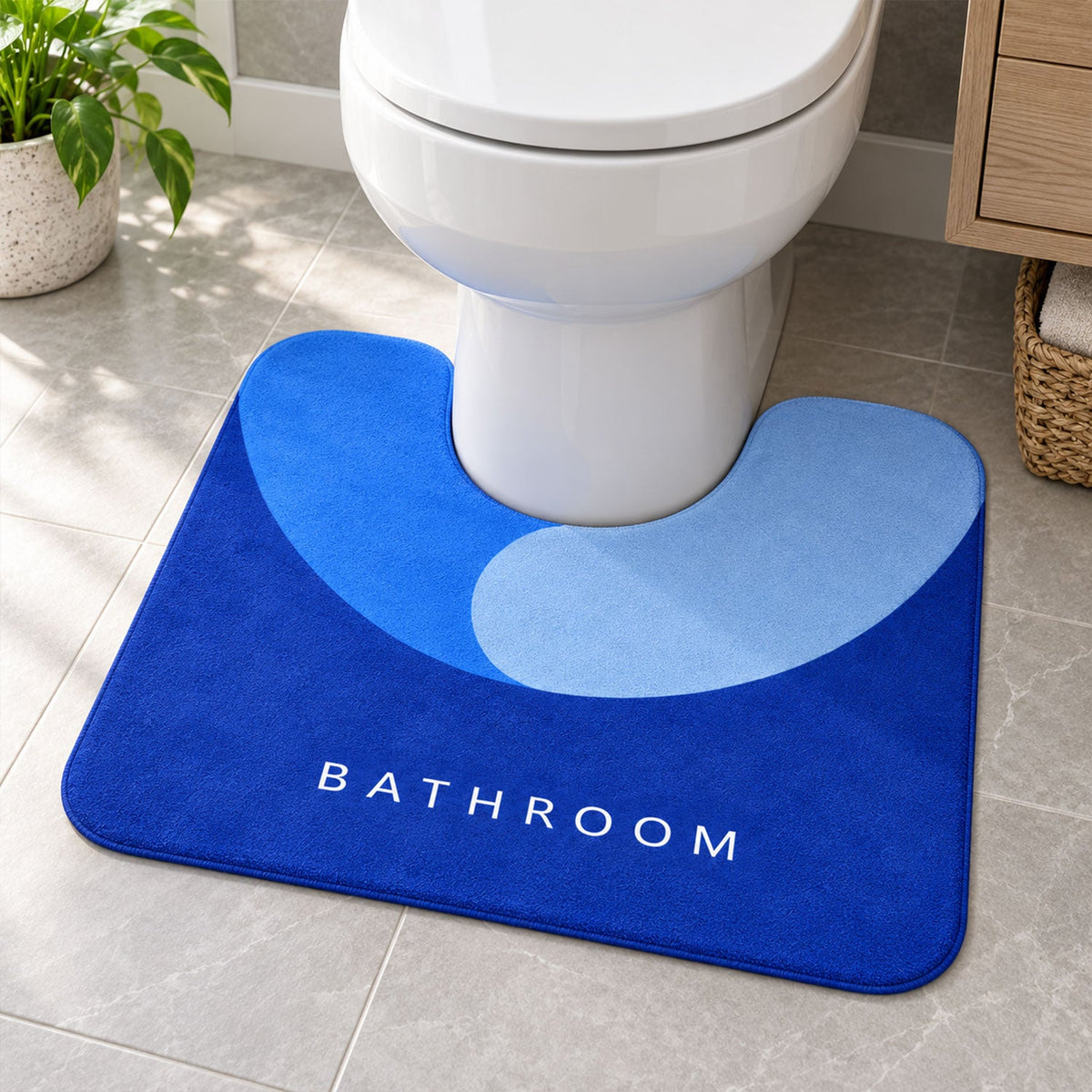 U Shape Toilet Contour Mat Anti-skid Absorbent Commode Rug (1 Pc 40x50 Cm)