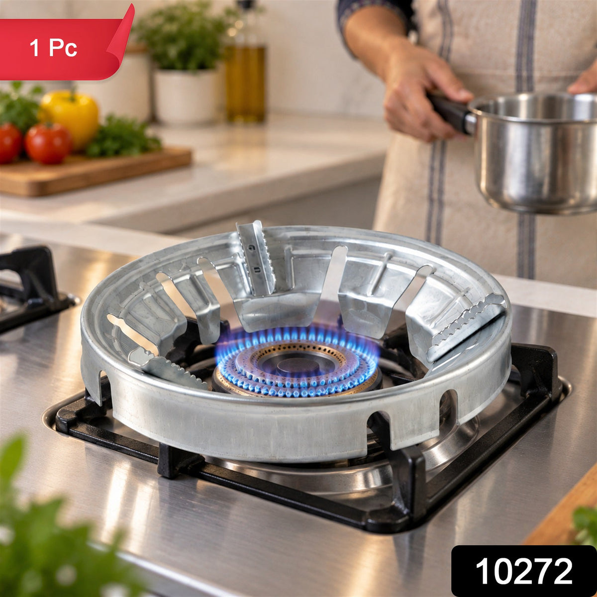 Gas Stove Burner Stand Windproof Energy Saving Ring With Pan Support (1 Pc)