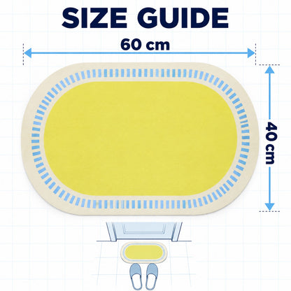 Striped Border Oval Shower Mat Bright Quick Dry Bathroom Rug (1 Pc 60x40 Cm)