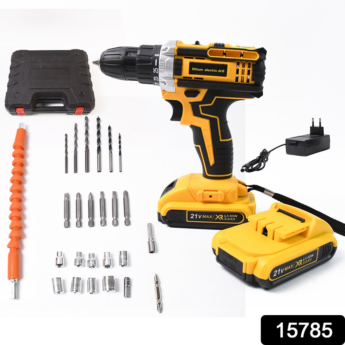 21 V Lithium Double Battery Cordless Drill Set (29 Pcs Set)