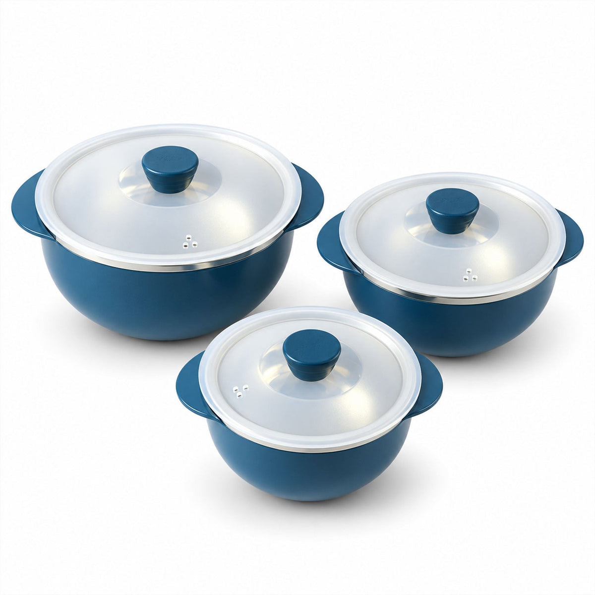 Apex Hot And Serve Serving Bowl Set With Lids Steel Inner Casserole (3 Pc Set)