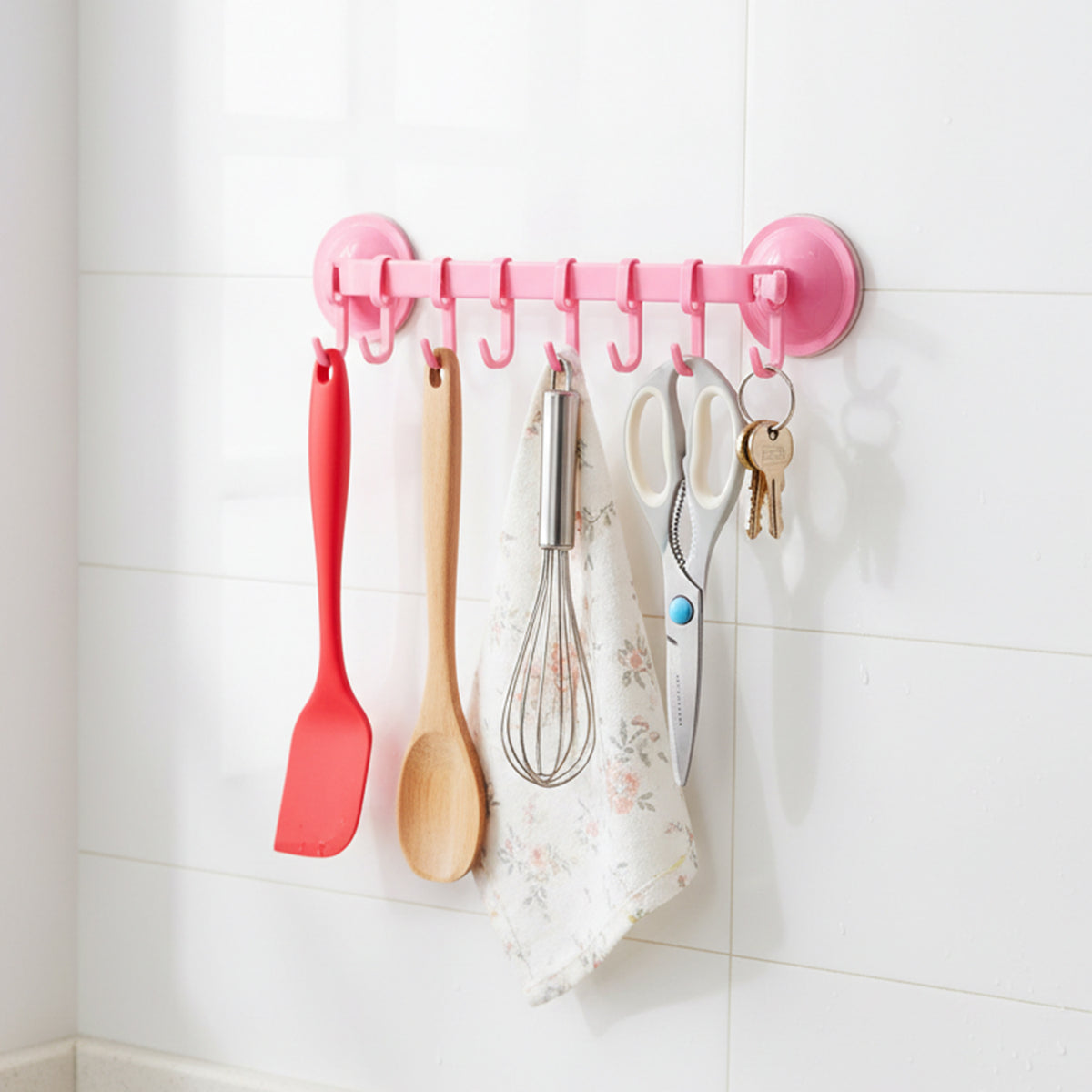 Multipurpose Wall-mounted Plastic Hanging Rack (6 Hook 1 Pc)